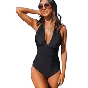 CUPSHE Black Tummy Control Bathing Suit Size XL
